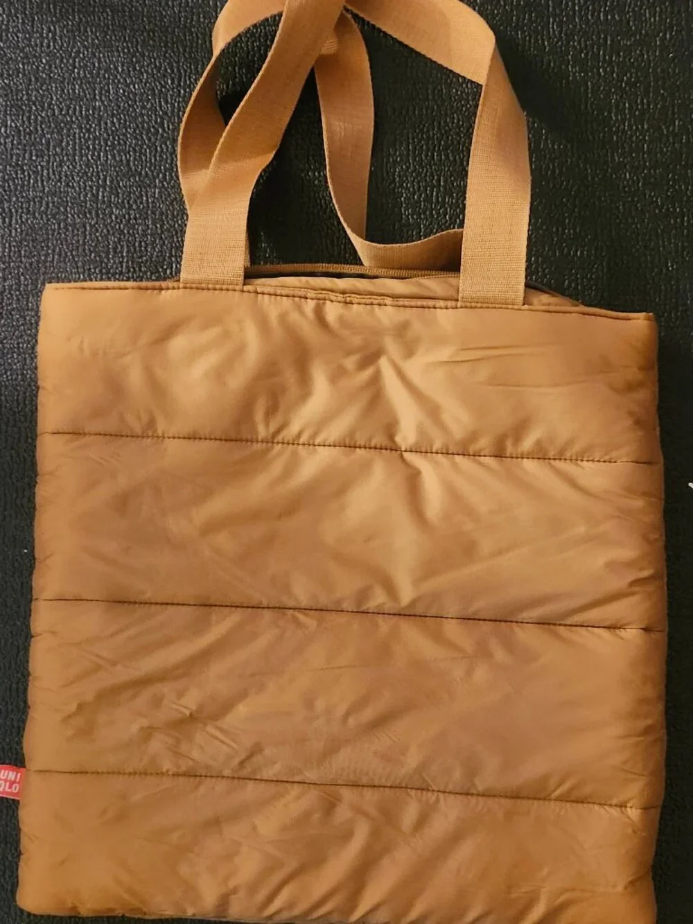 UNIQLO Puffer Tote Bag Brown Quilted Lightweight Shoulder Bag